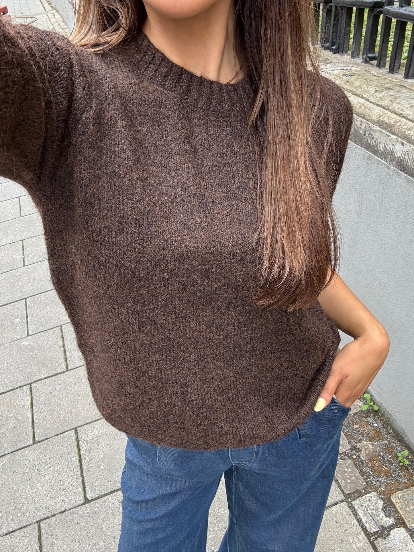 OBJSAGGIA Pullover - Seal Brown