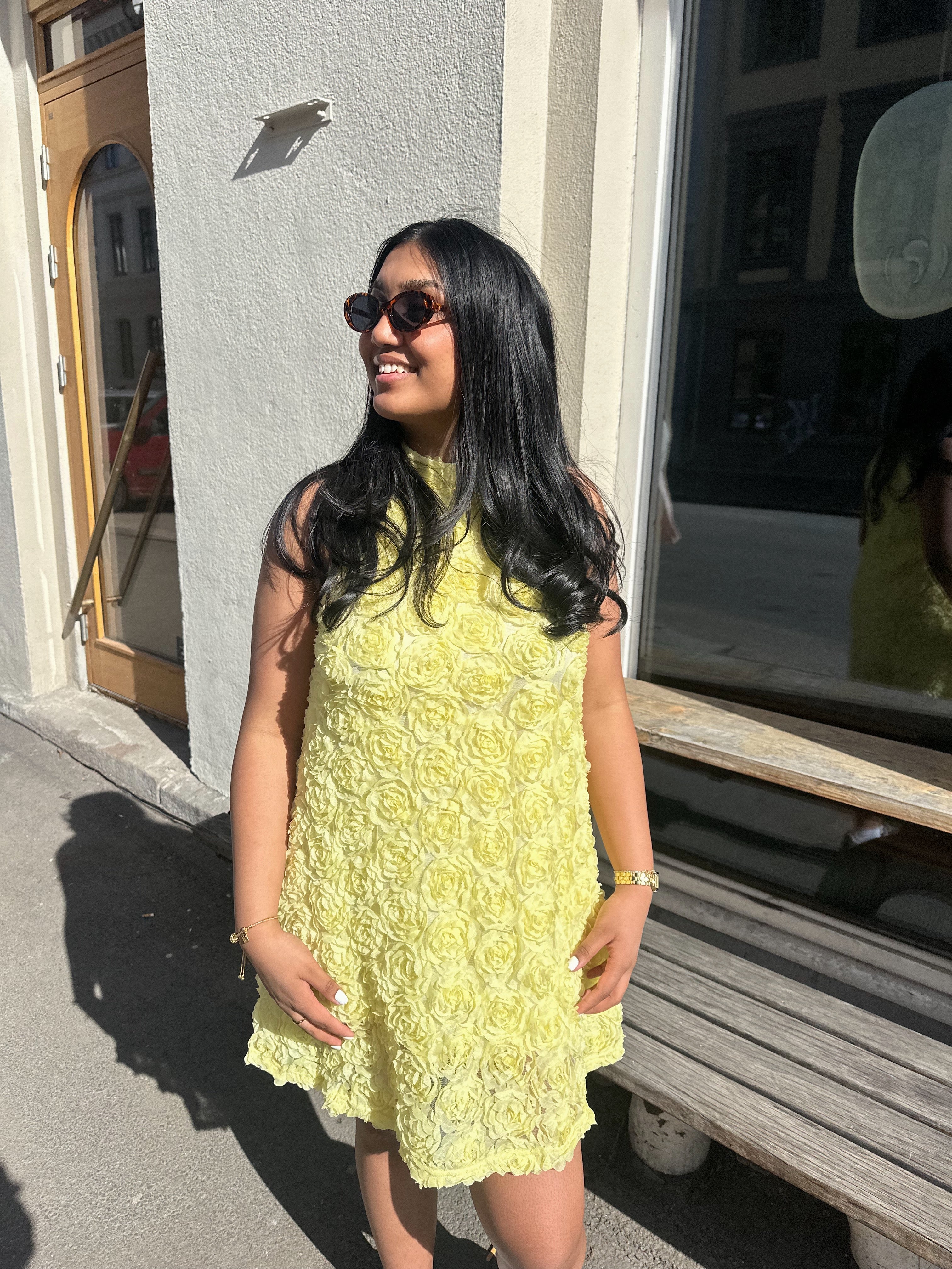 VIGLORY Short Dress - Pastel Yellow