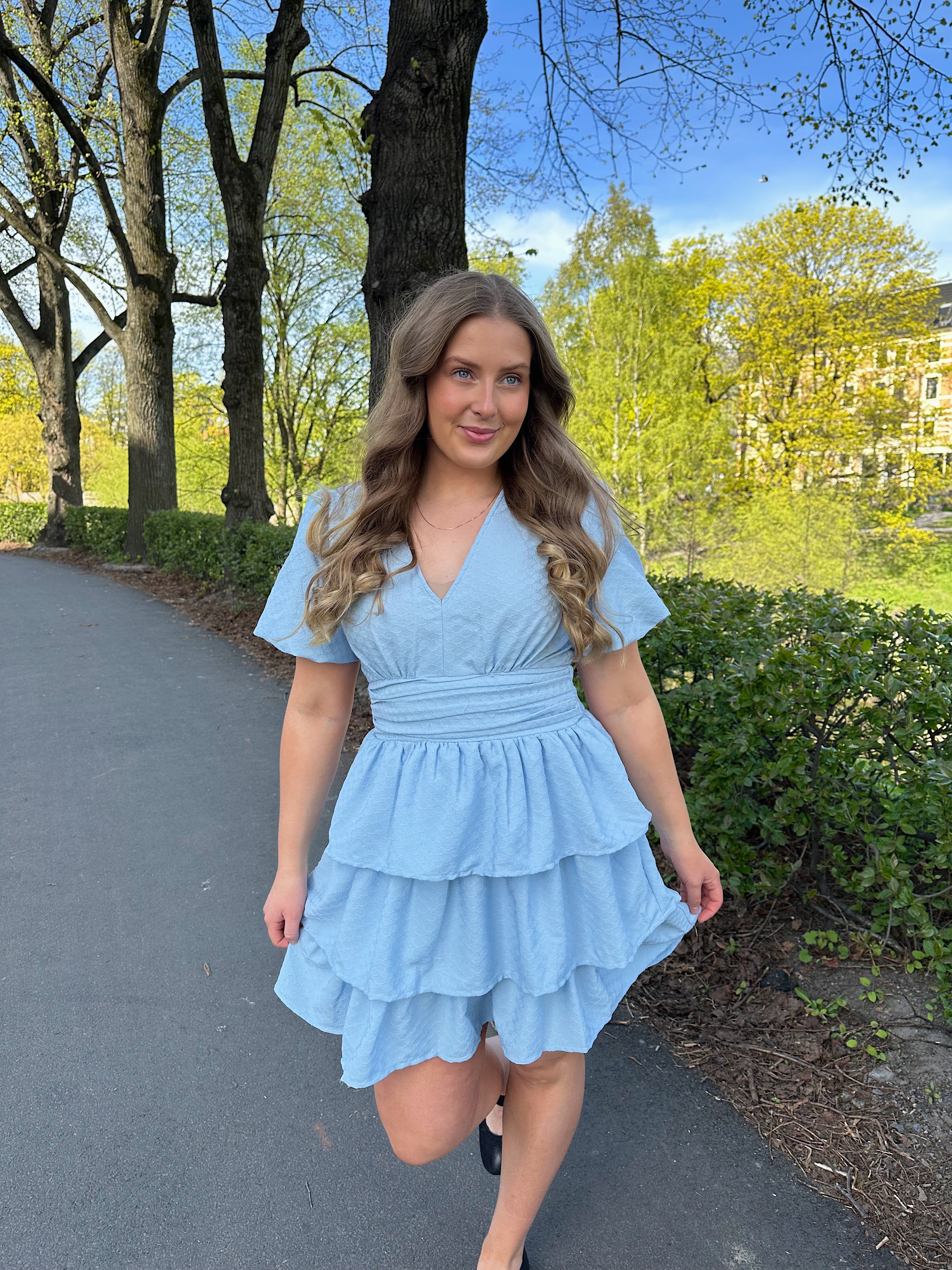 PCMONIKA Short Dress - Cashmere Blue