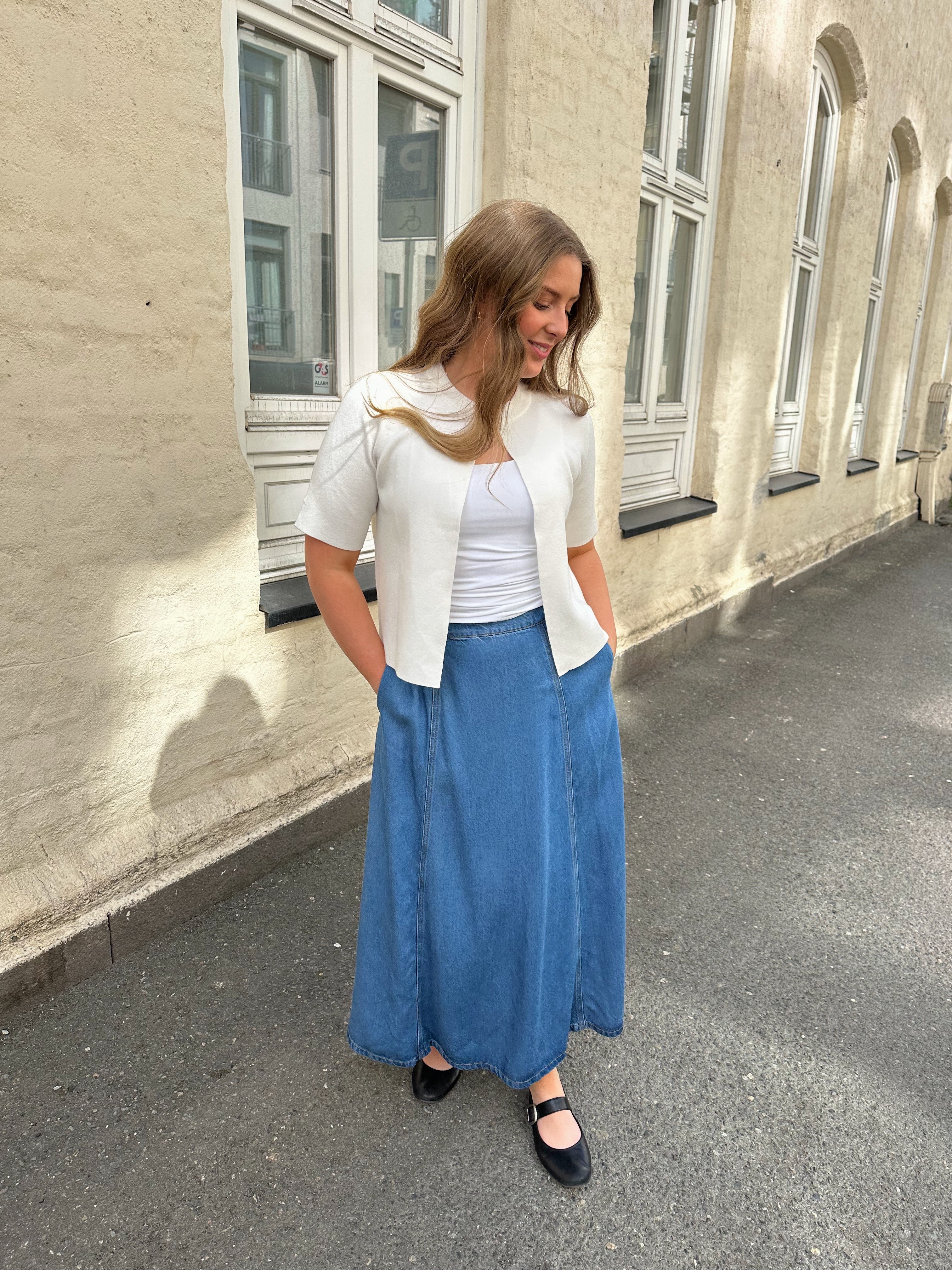 OBJFRAME Midi Skirt - Light Blue Denim
