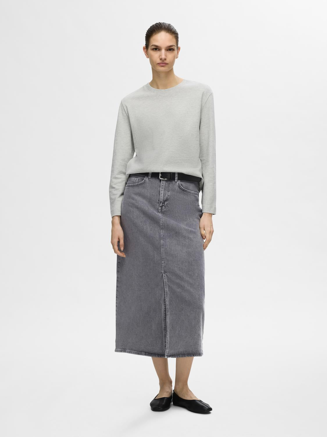 SLFKRISTA-GERDA Skirt - Light Grey Denim