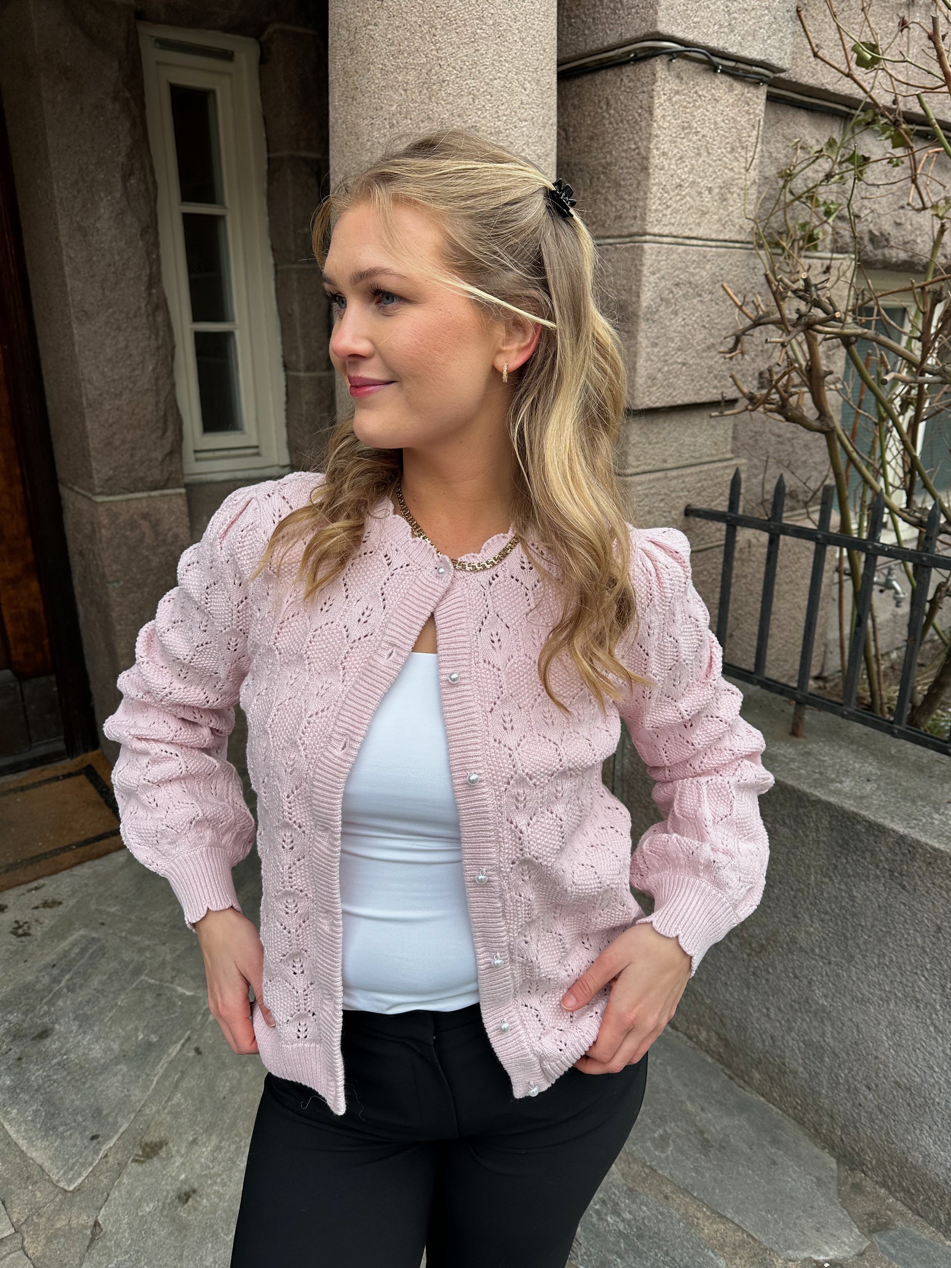 VILOWEN Knit Cardigan - Cherry Blossom